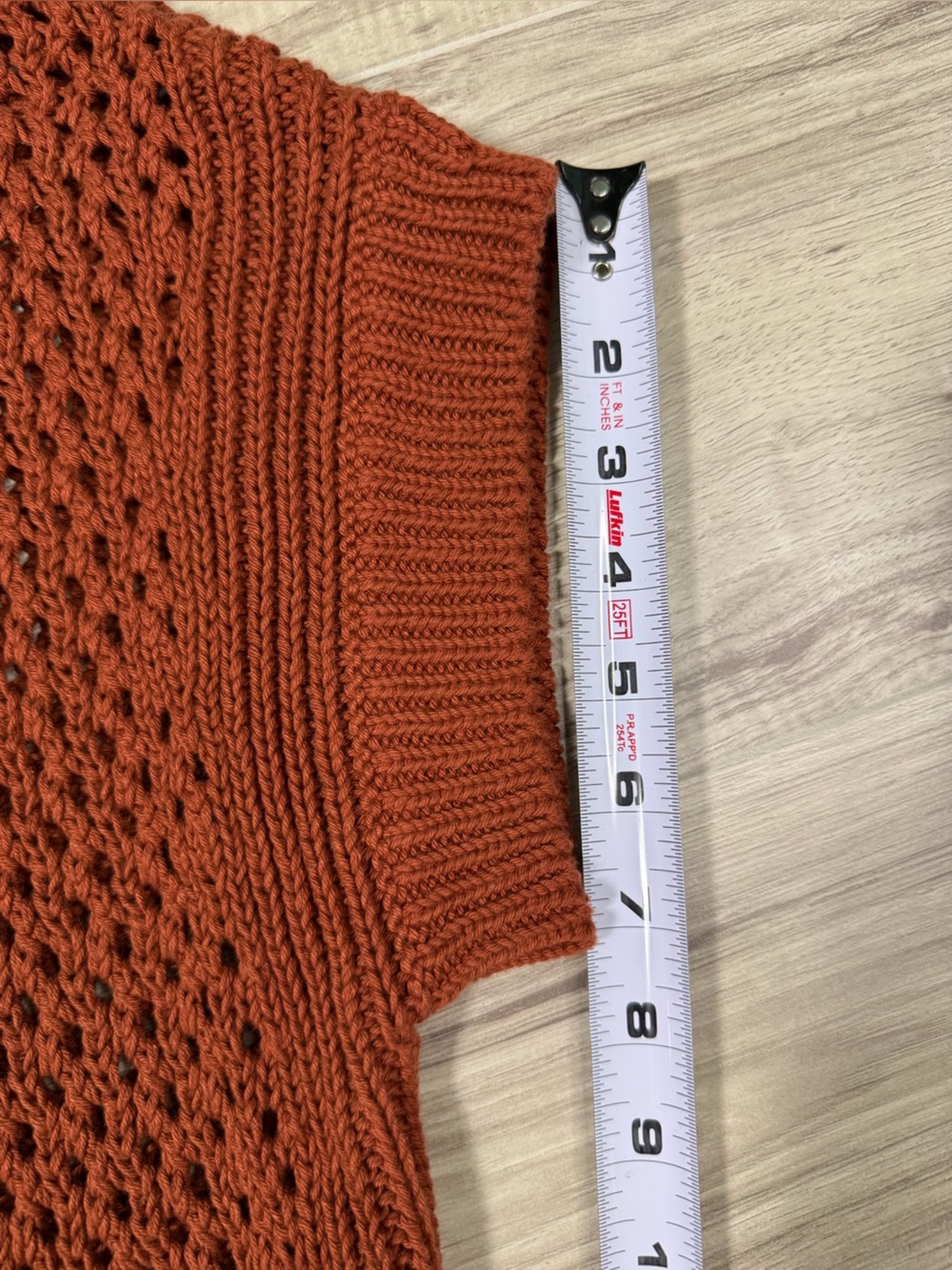 NWOT Express Open-Knit Short Sleeve Sweater in Rust - Picture 7 of 9